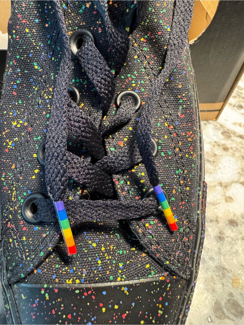 Converse Unisex LBGTQ Pride Black CTAS High-Top Sneakers with Multicolor Speckle - Picture 2 of 7